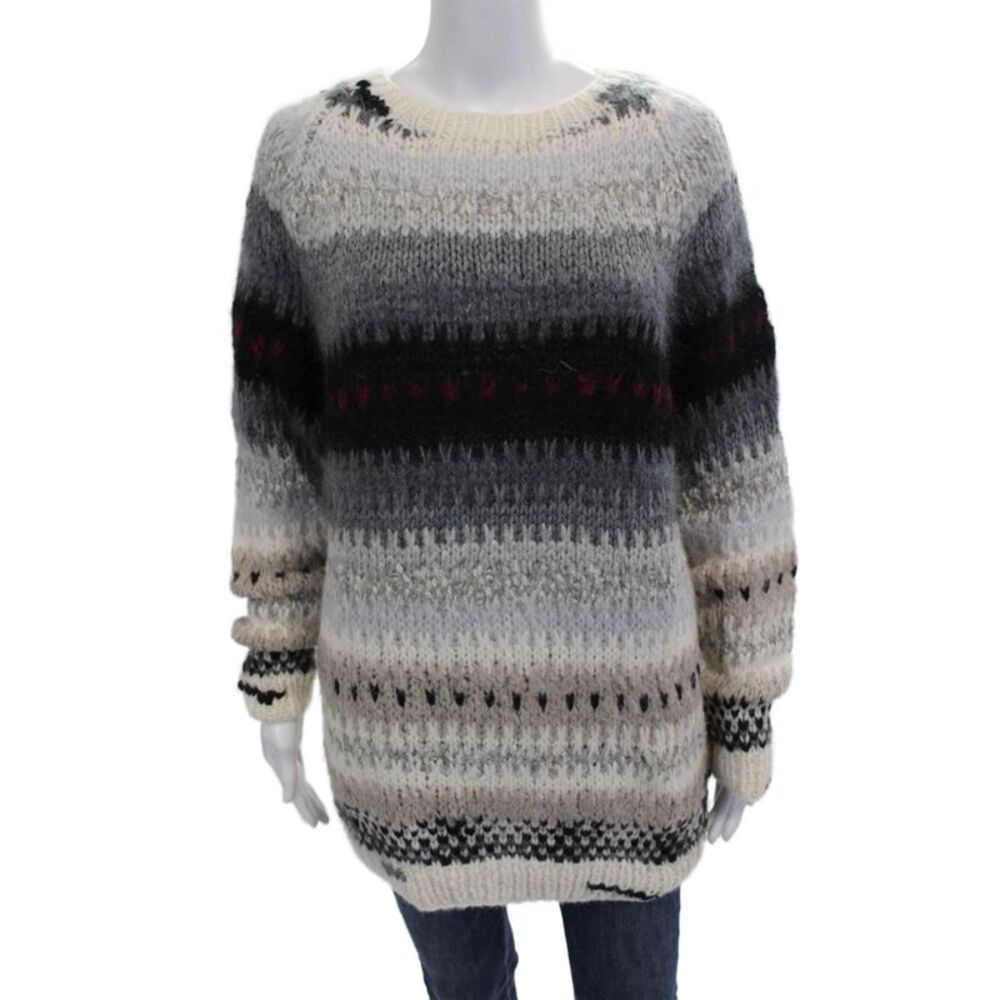 One On One Unisex Beige Fair Isle Crew Neck Pullover Sweater Size 0